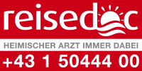 Logo Reisedoc mit Telefonnummer +4315044400